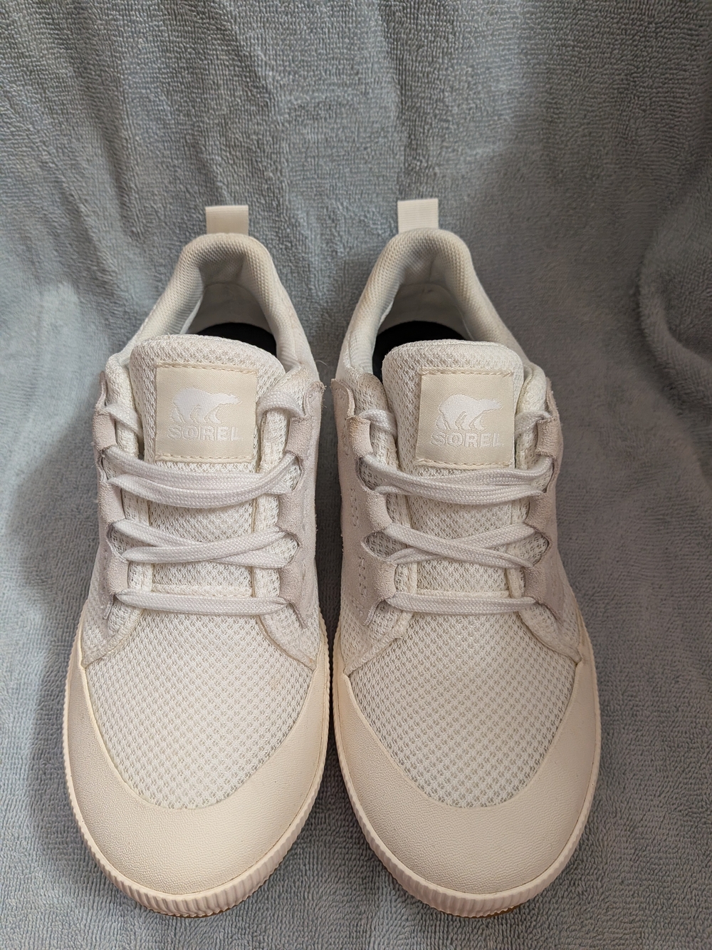 Sorel Off-White Mesh Lace-Up Sneakers